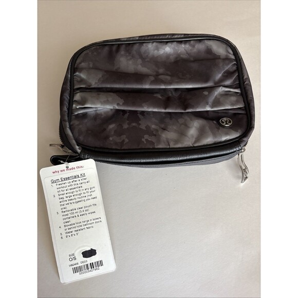 NWT Lululemon 1 Piece Gym Essentials Kit Gray Black Toiletry Makeup Travel Bag - Picture 1 of 13